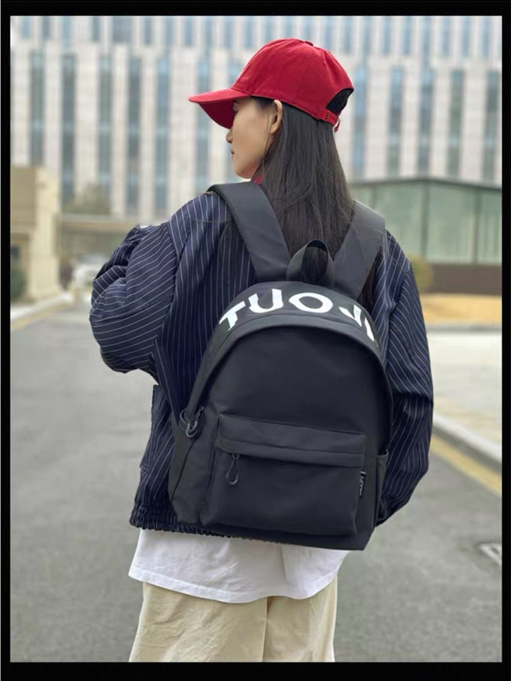 NEW Black Casual Backpack with White Accent Everyday Pack